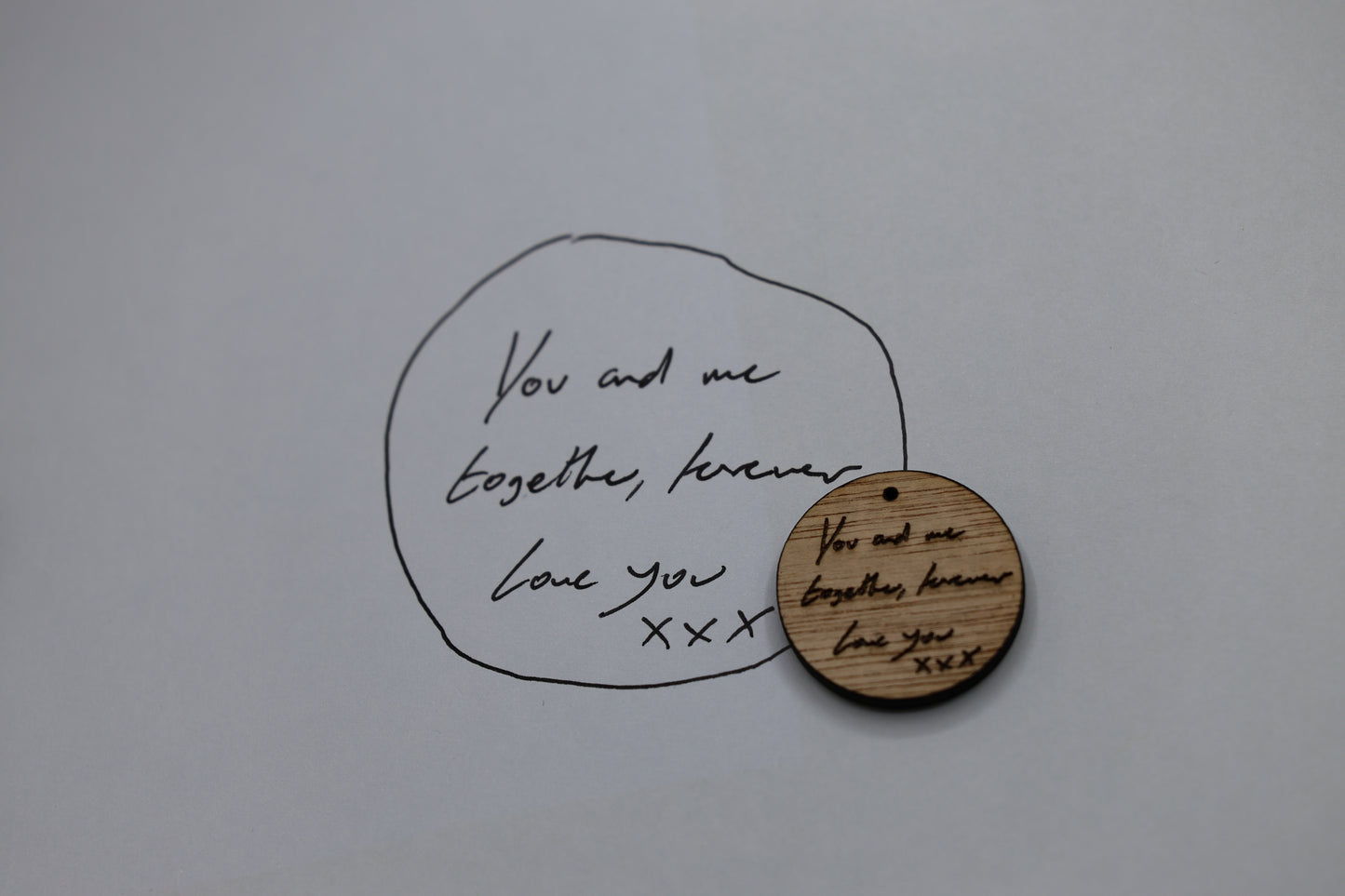 Your handwritten message on personalised charms