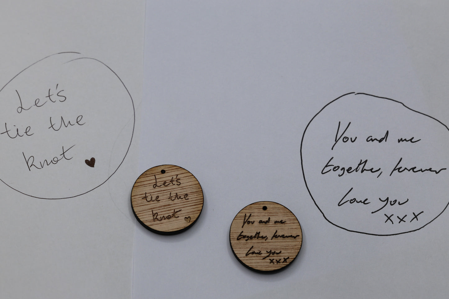 Your handwritten message on personalised charms