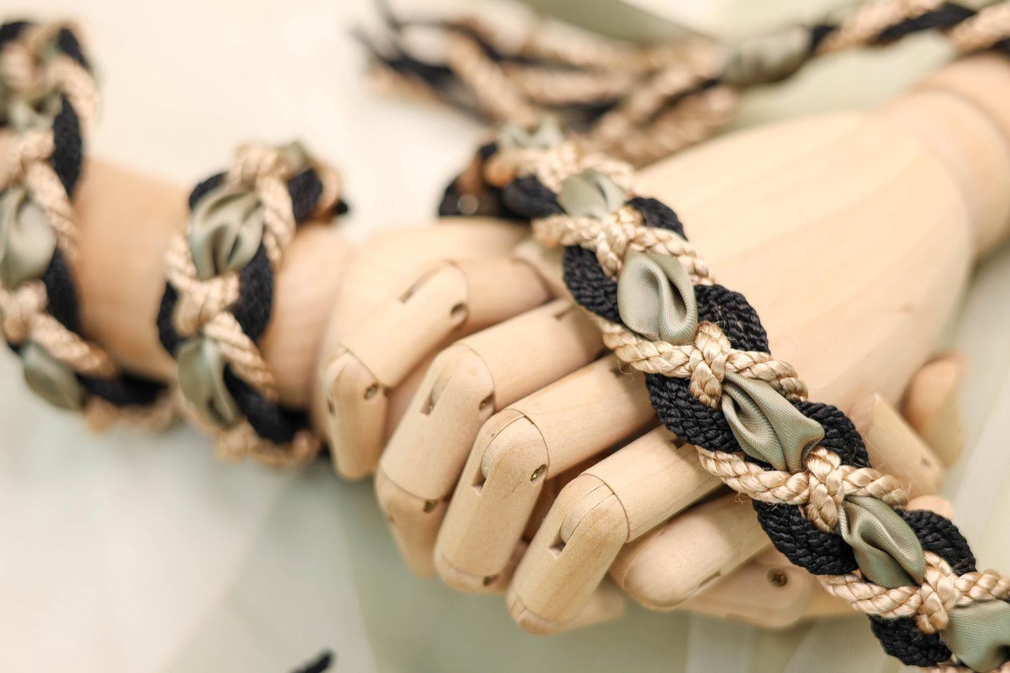 Celtic Braid - Taupe and Black with accent ribbon