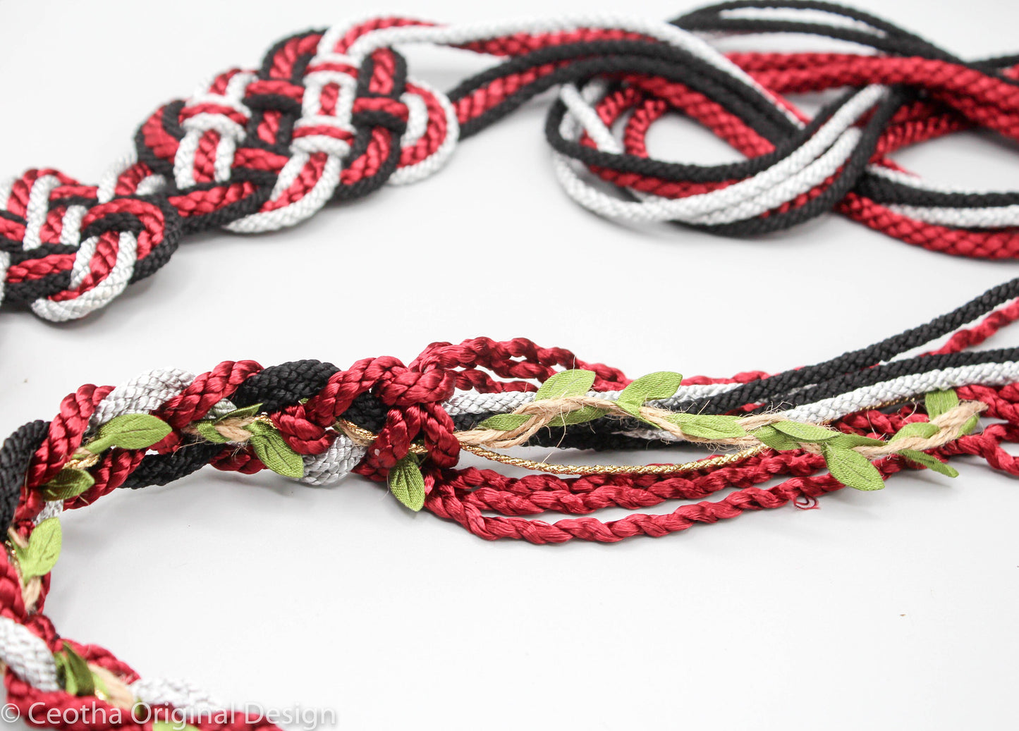 Nine Knot Infinity Tie - Leafy Red