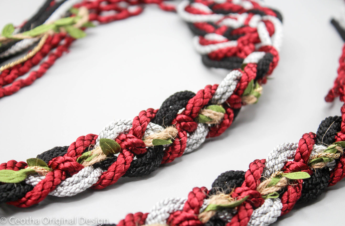 Nine Knot Infinity Tie - Leafy Red