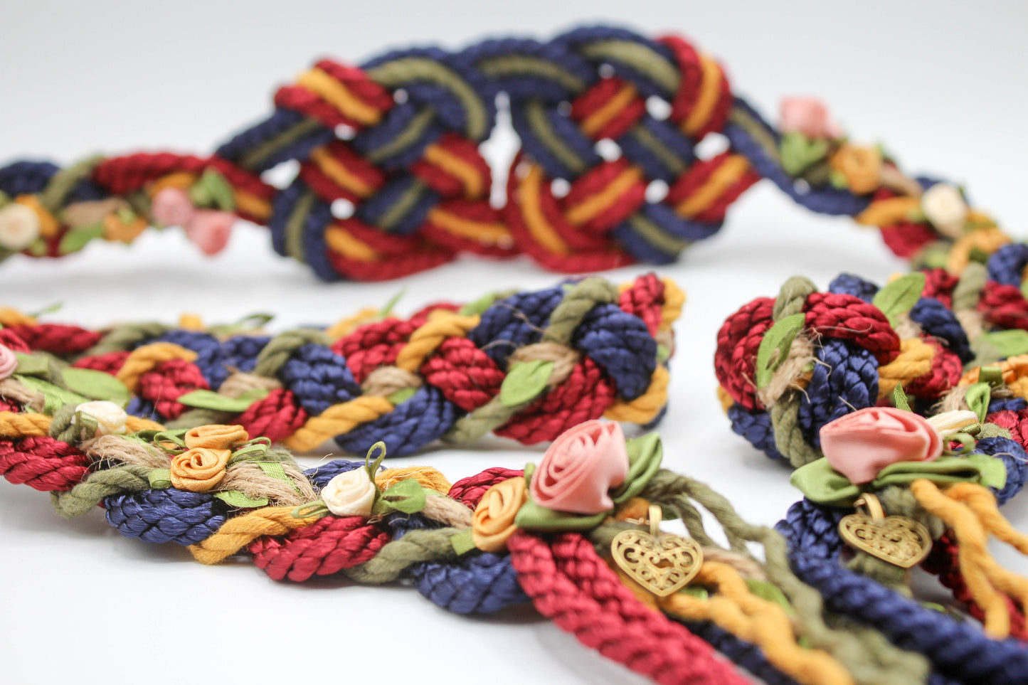 Hearts Entwined - Burgundy and Navy with Roses