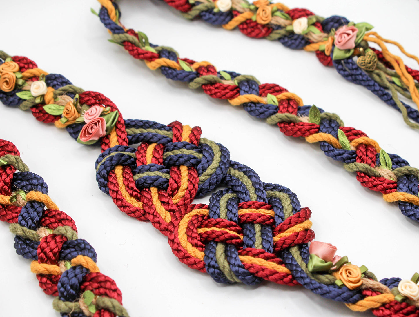 Hearts Entwined - Burgundy and Navy with Roses