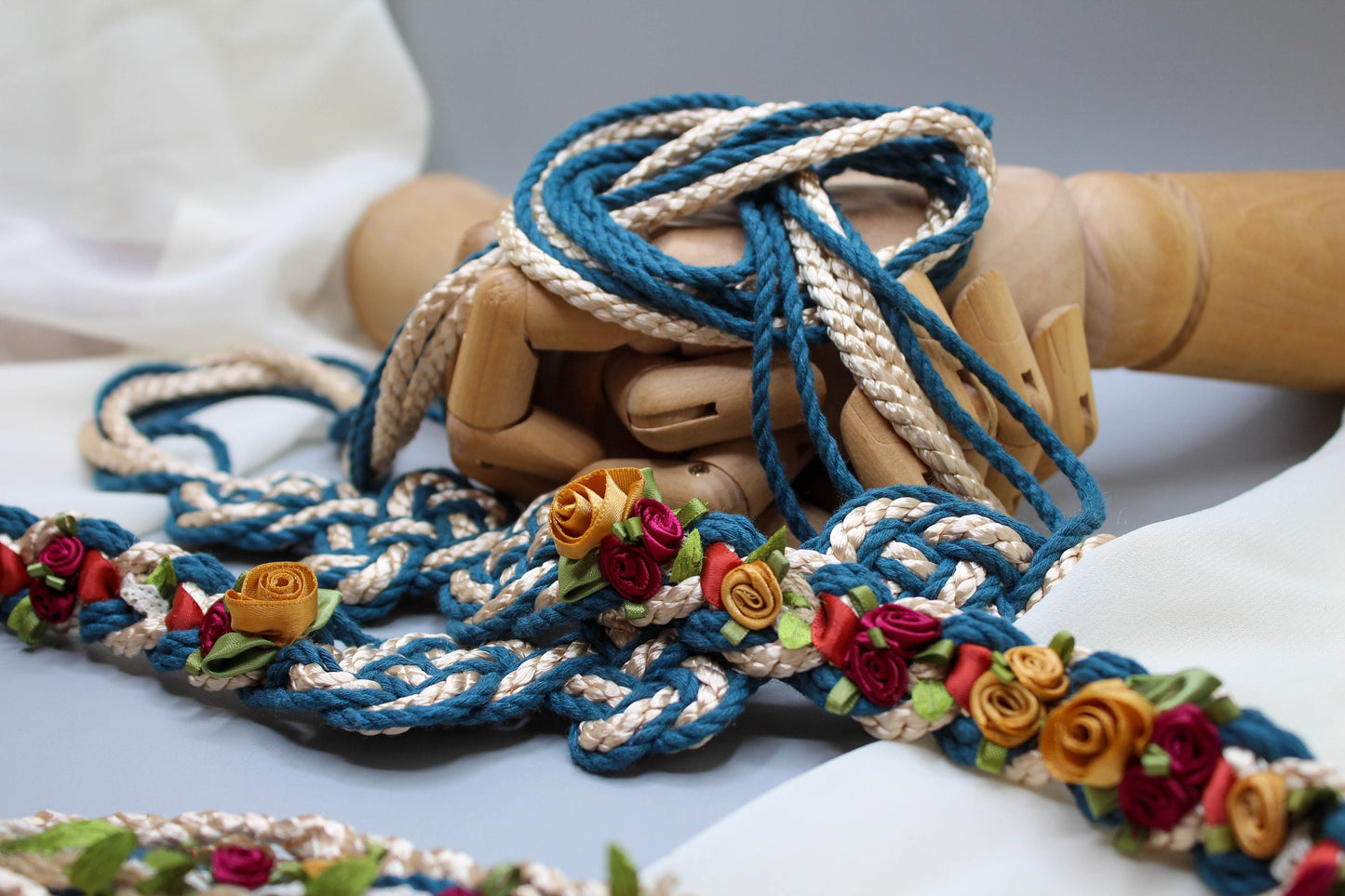 Wild Rose Infinity Tie - Autumn Teal
