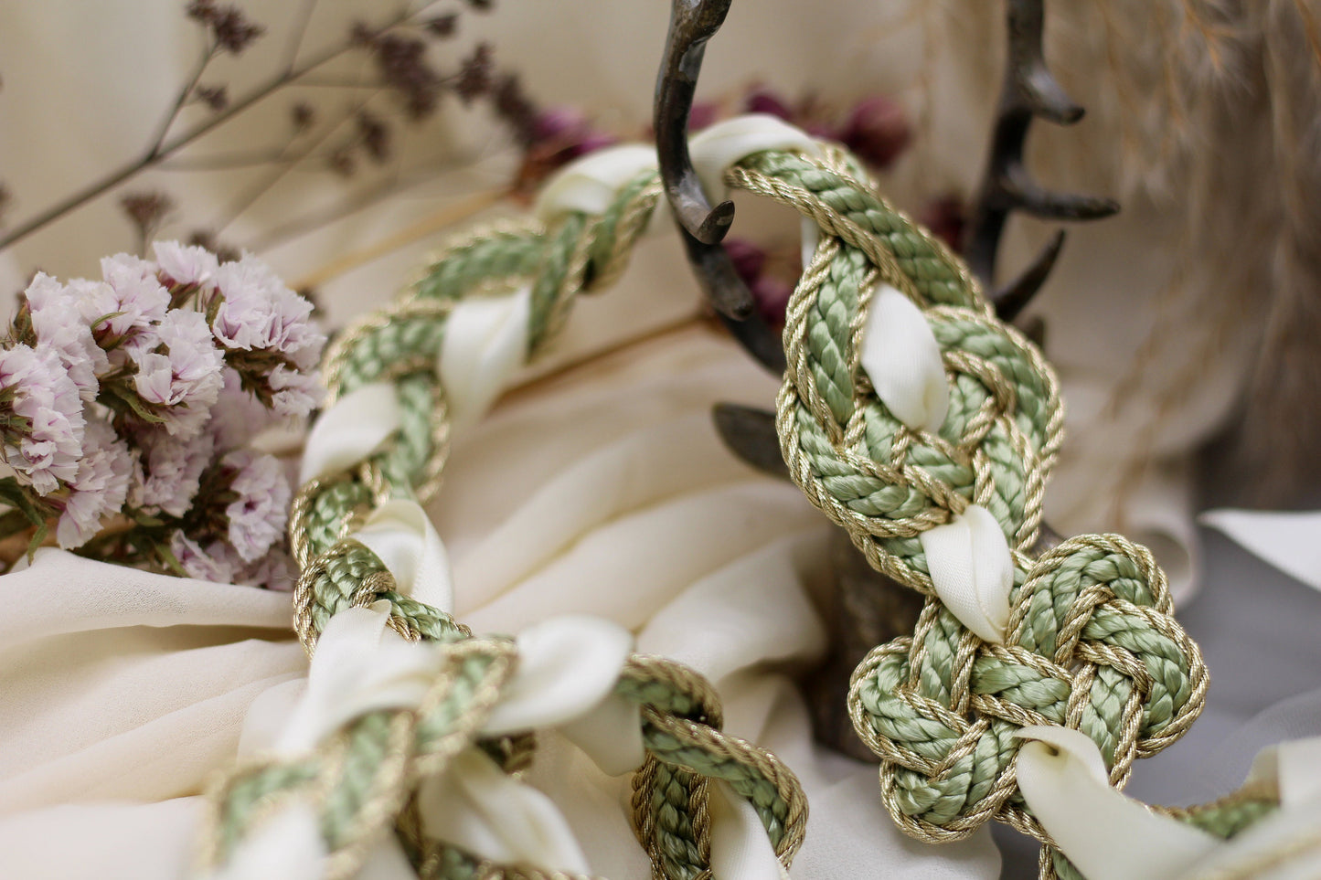 Magdalene Infinity Tie -Sage and Gold