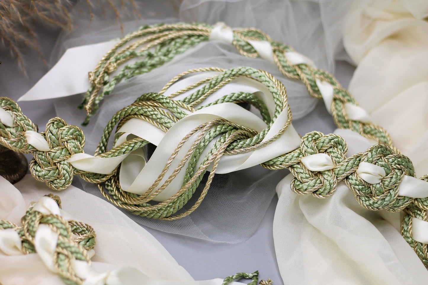 Magdalene Infinity Tie -Sage and Gold
