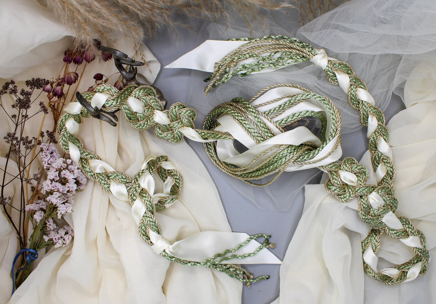 Magdalene Infinity Tie -Sage and Gold