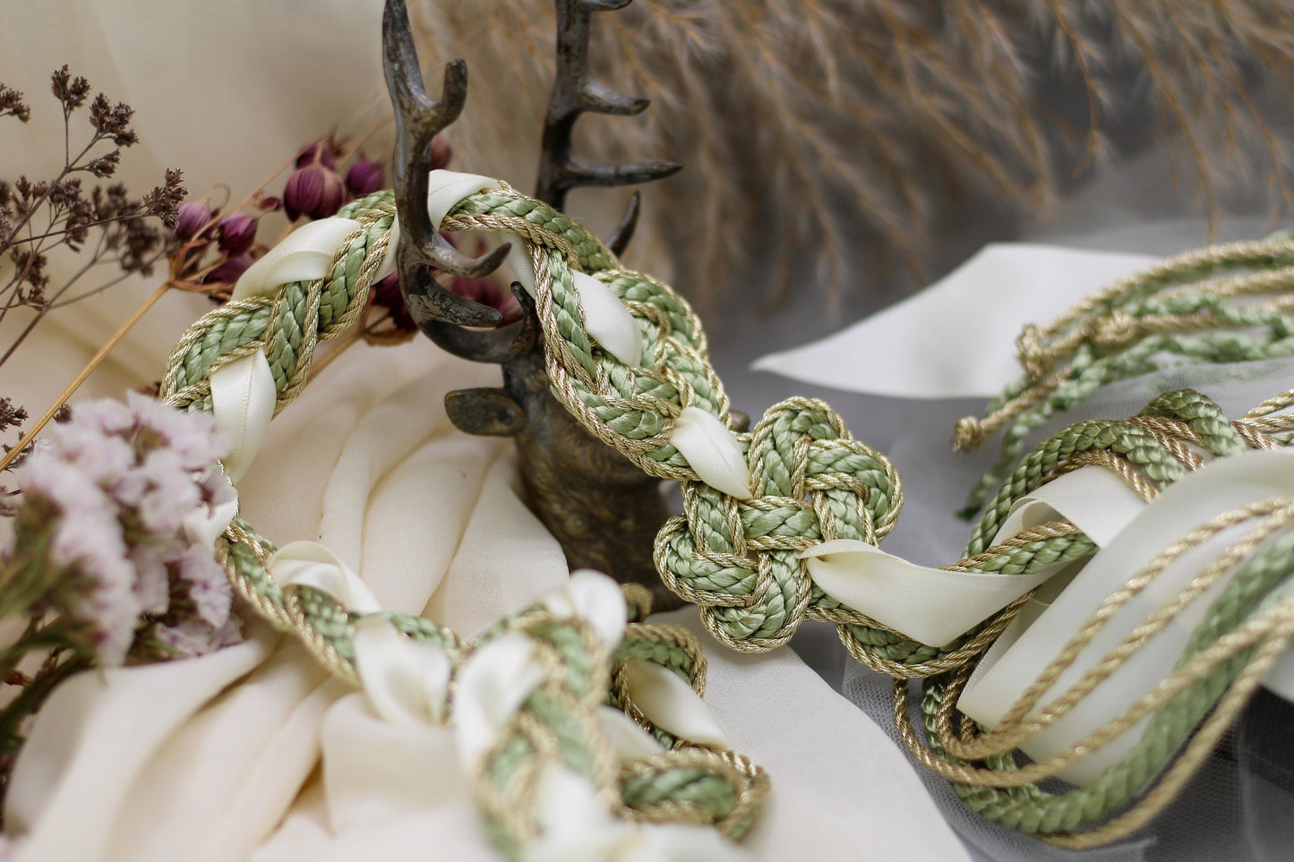 Magdalene Infinity Tie -Sage and Gold