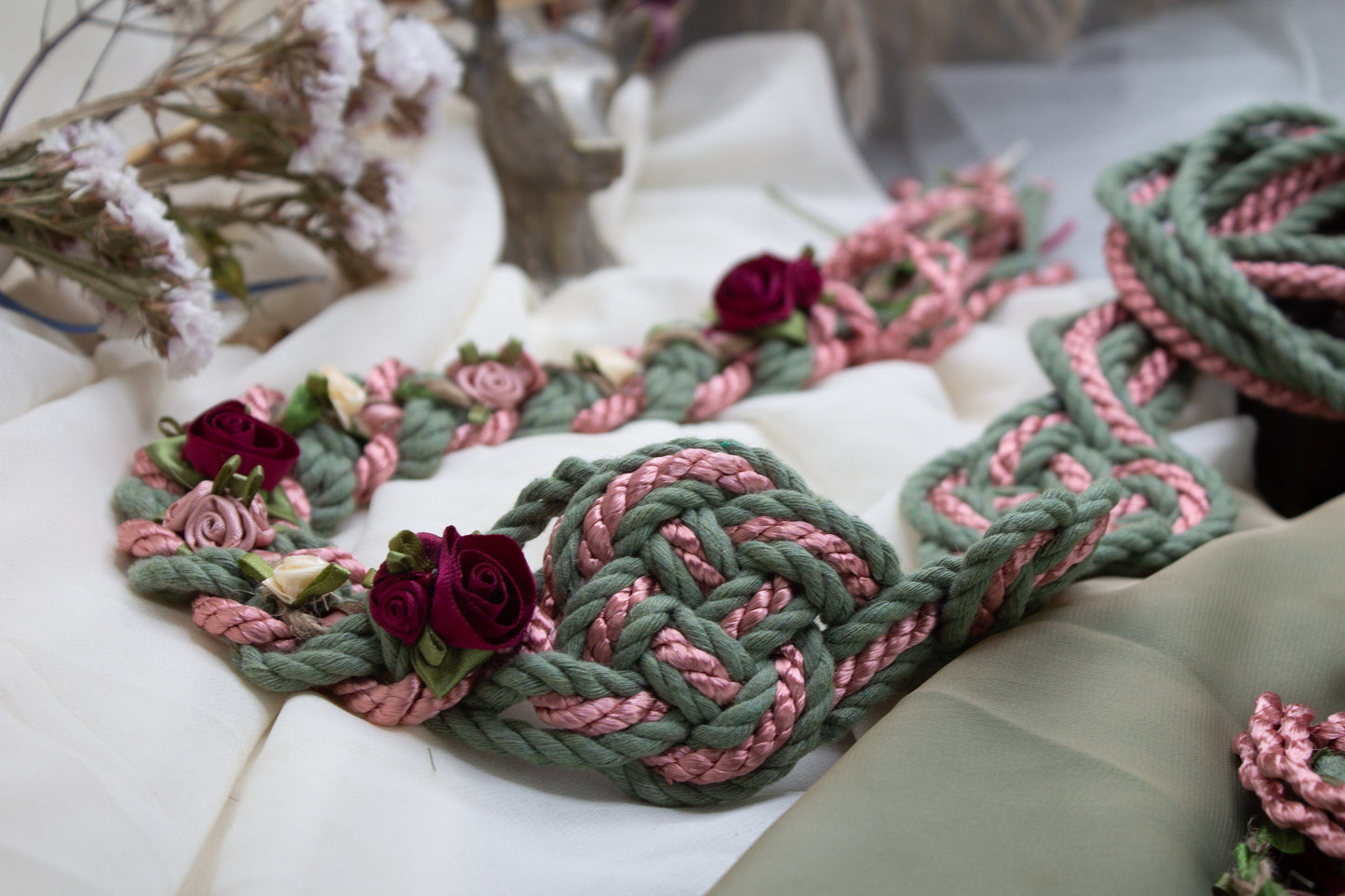 Wild Rose Infinity Tie - Sage Rose