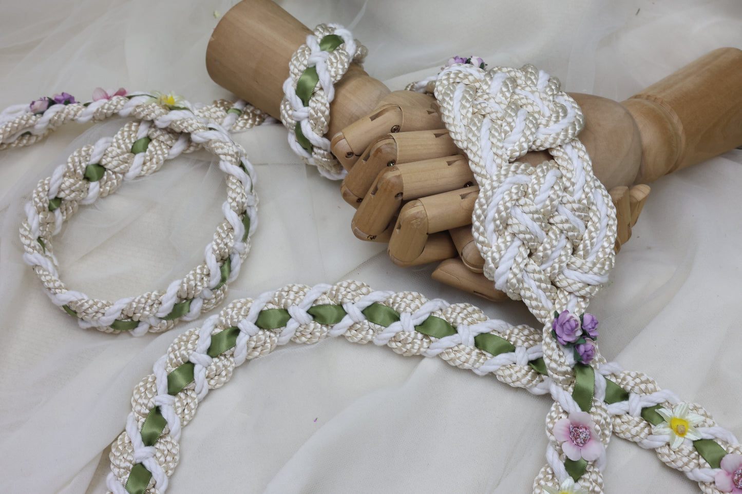Ready-to-Ship Handfasting Cord – One of a Kind - Hearts Entwined with Florals