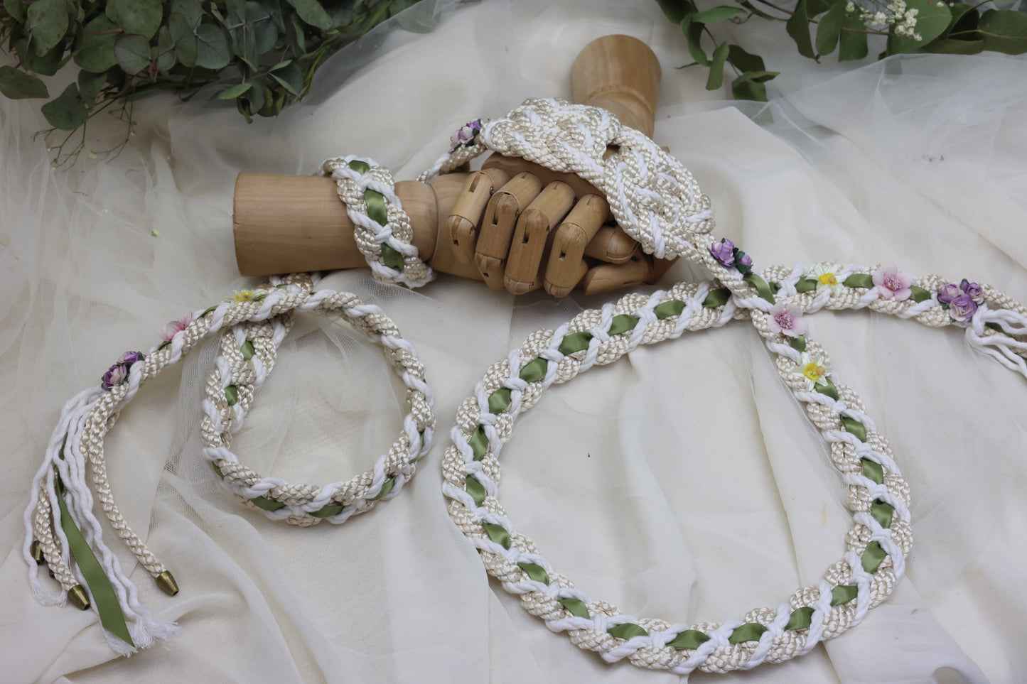 Ready-to-Ship Handfasting Cord – One of a Kind - Hearts Entwined with Florals