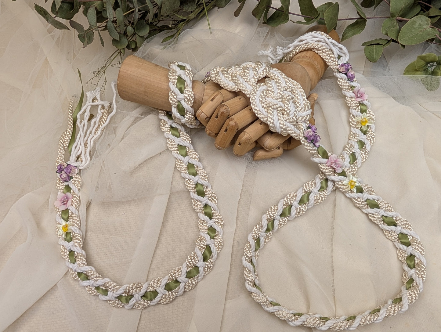 Ready-to-Ship Handfasting Cord – One of a Kind - Hearts Entwined with Florals